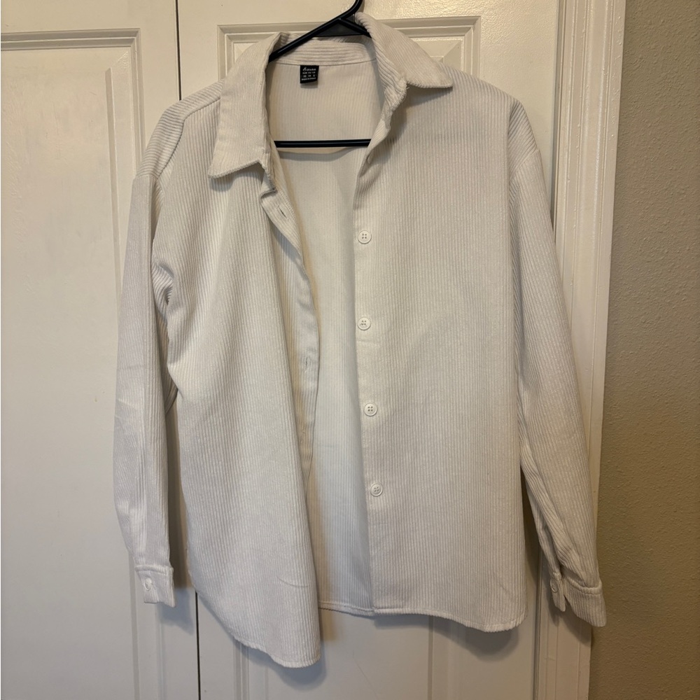 White Corduroy Button Up Shirt